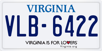 VA license plate VLB6422