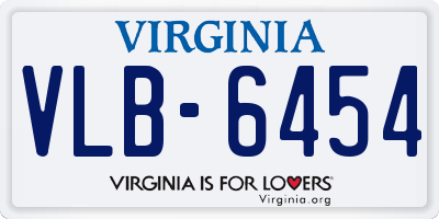 VA license plate VLB6454