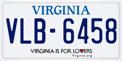 VA license plate VLB6458