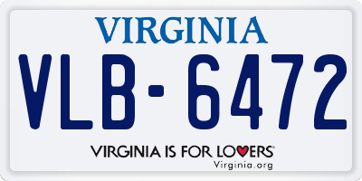 VA license plate VLB6472