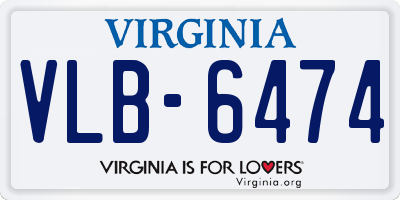VA license plate VLB6474