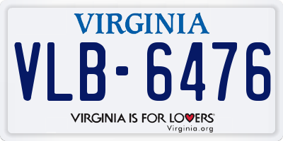 VA license plate VLB6476