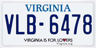 VA license plate VLB6478