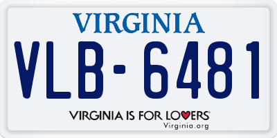 VA license plate VLB6481