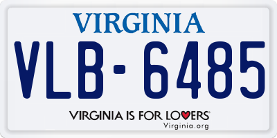 VA license plate VLB6485