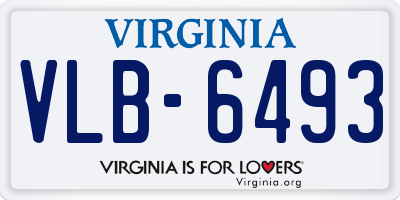 VA license plate VLB6493