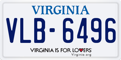 VA license plate VLB6496
