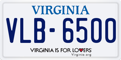 VA license plate VLB6500