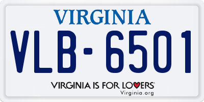 VA license plate VLB6501