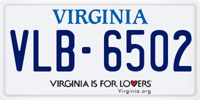 VA license plate VLB6502
