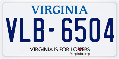 VA license plate VLB6504