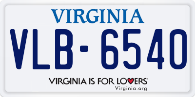 VA license plate VLB6540
