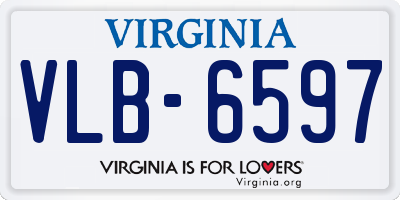 VA license plate VLB6597