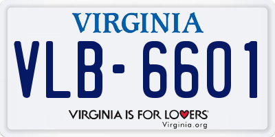 VA license plate VLB6601