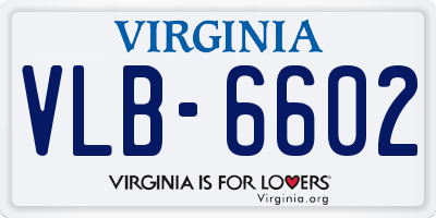 VA license plate VLB6602