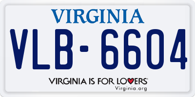 VA license plate VLB6604