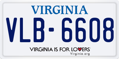 VA license plate VLB6608
