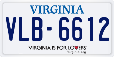 VA license plate VLB6612