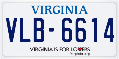 VA license plate VLB6614