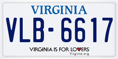 VA license plate VLB6617