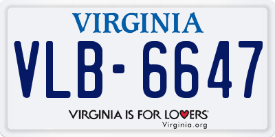 VA license plate VLB6647
