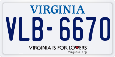 VA license plate VLB6670