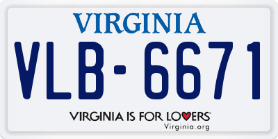 VA license plate VLB6671