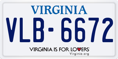 VA license plate VLB6672