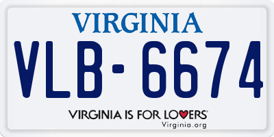 VA license plate VLB6674