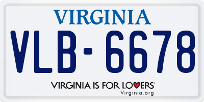 VA license plate VLB6678