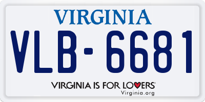 VA license plate VLB6681