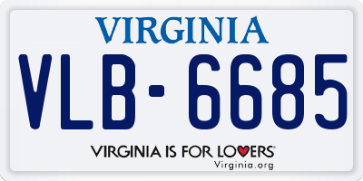 VA license plate VLB6685