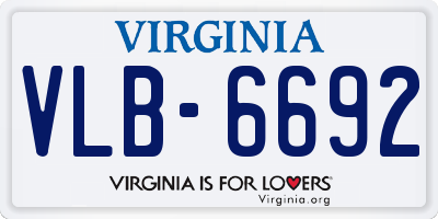 VA license plate VLB6692