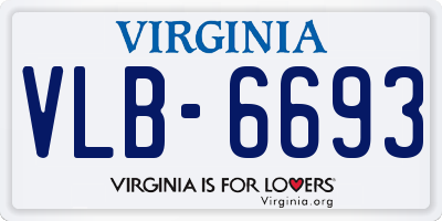 VA license plate VLB6693