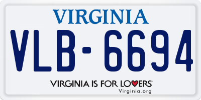VA license plate VLB6694