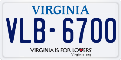 VA license plate VLB6700