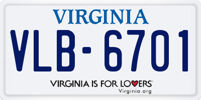 VA license plate VLB6701
