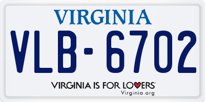 VA license plate VLB6702