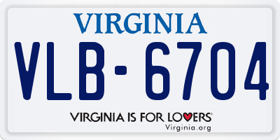 VA license plate VLB6704