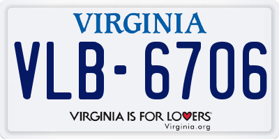 VA license plate VLB6706