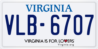 VA license plate VLB6707