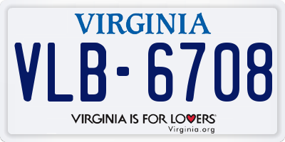VA license plate VLB6708