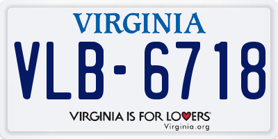 VA license plate VLB6718