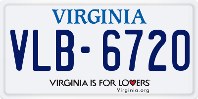 VA license plate VLB6720