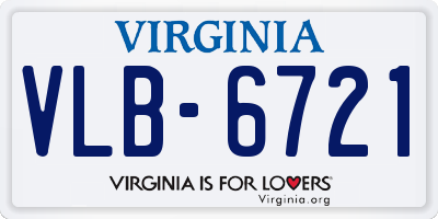 VA license plate VLB6721