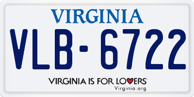 VA license plate VLB6722