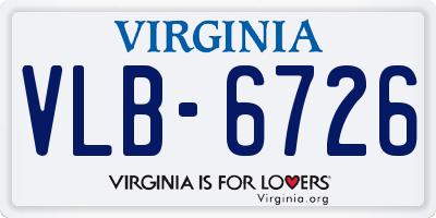 VA license plate VLB6726
