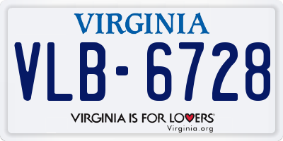 VA license plate VLB6728