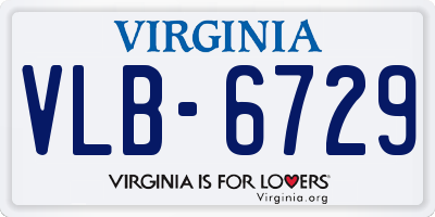 VA license plate VLB6729