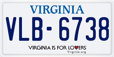 VA license plate VLB6738
